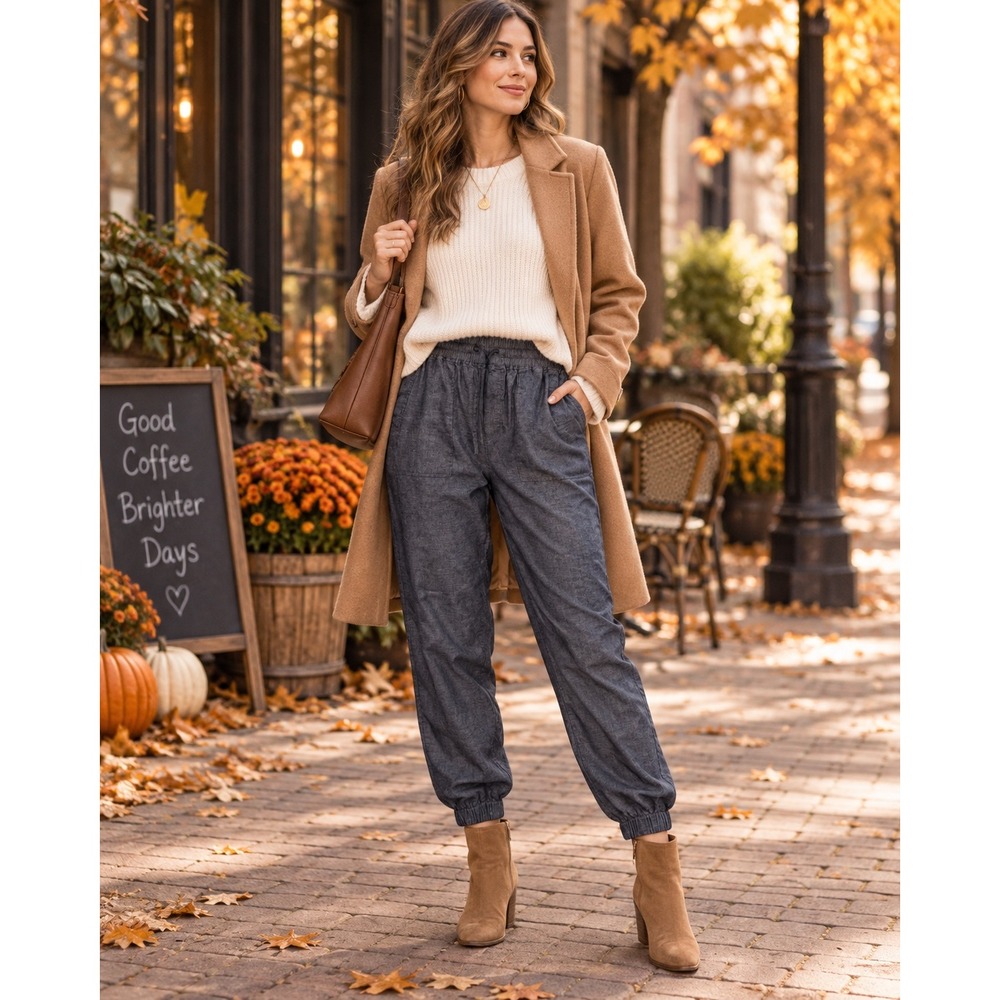 prAna Cozy Up Jogger Pants Women Large Charcoal Hemp Tencel Athleisure